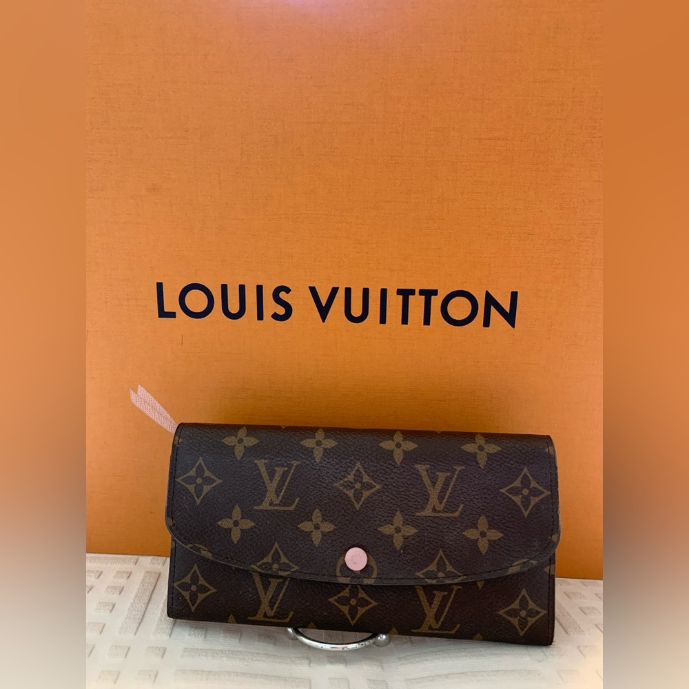 💖Authentic Louis Vuitton, leather Emilie wallet, Rose Ballerine